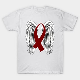 Winged Awareness Ribbon (Burgundy) T-Shirt